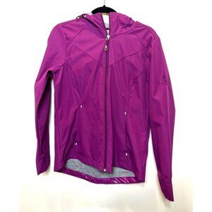 Gerry Womens Packable Rain Jacket Purple Hooded Waterproof Medium Fully Lined